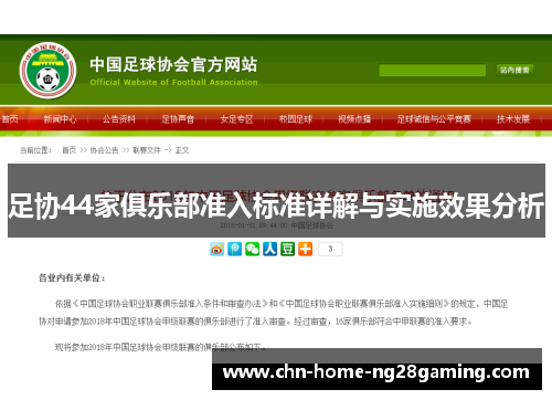 足协44家俱乐部准入标准详解与实施效果分析 足协44家俱乐部准入标准详解与实施效果分析